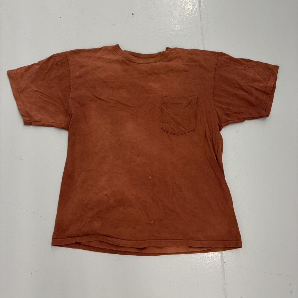 Vintage 90s Home Grown Red Faded Blank Pocket T-Shirt